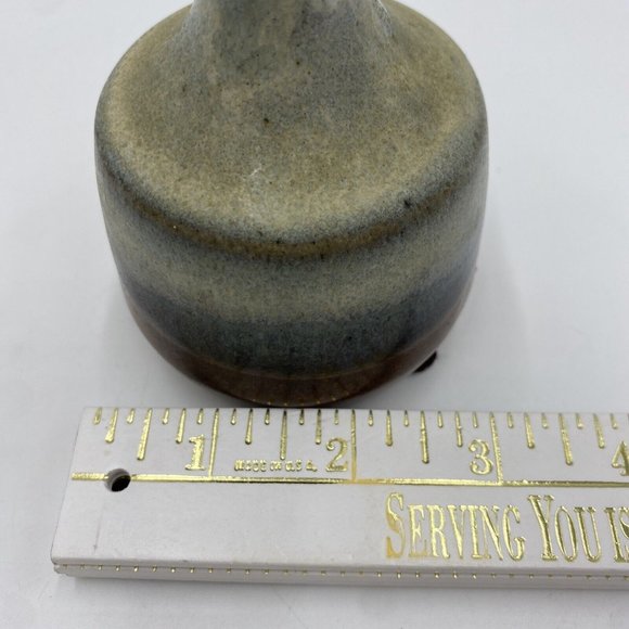 VINTAGE POTTERY CRAFT USA MID-CENTURY MODERN BUD VASE Earth Tones Original Label - Picture 7 of 9